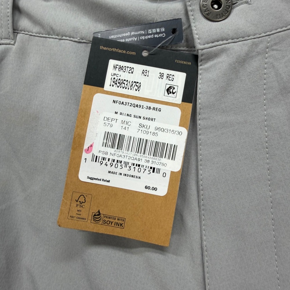 The North Face Rolling Sun Shorts Men 38 Grey FlashDry Trail Hiking NF0A3T2Q NEW - Picture 4 of 10